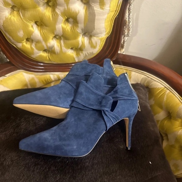 White House Black Market Shoes - White House Black Market Blue Suede Ankle Boots